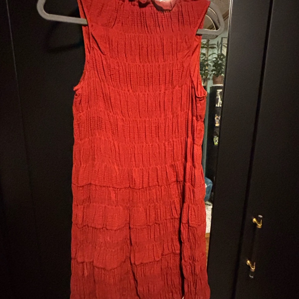Max Studio Red Sleeveless Textured Mini Dress